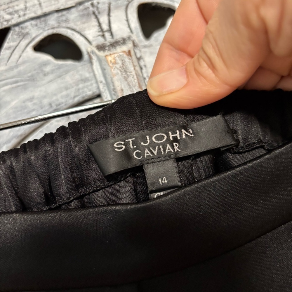 St. John Cavier Kate Black Satin Trouser Pants - Picture 12 of 16